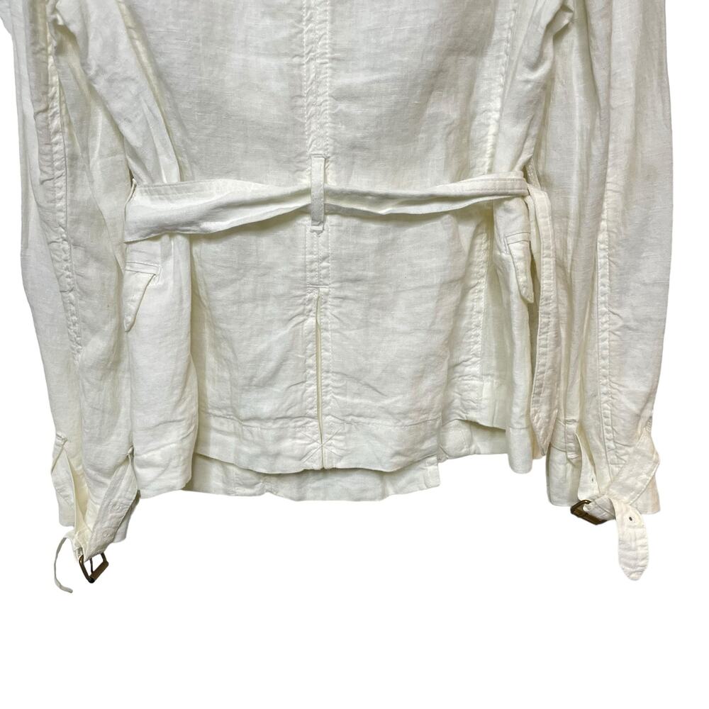 NWT Talbots White 100% Linen Utility Jacket Coat Military Style Womens Size 6 - Picture 7 of 11